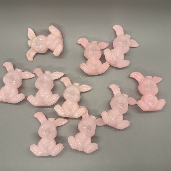 Vintage Pink Bunny Rabbit Light Covers, Set of 10 Plastic - Picture 1 of 6